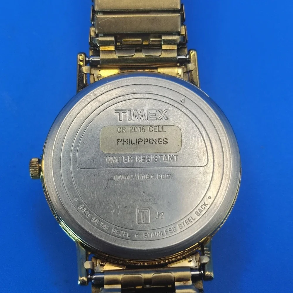 Vintage Timex Indiglo Date 34mm Mens Quartz‎ Dress Watch Stretch Bracelet 5-8+